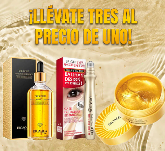 COMBO ANTI EDAD Y PIEL PERFECTA: PARCHES, SÉRUM DE ORO 24K Y CONTORNO